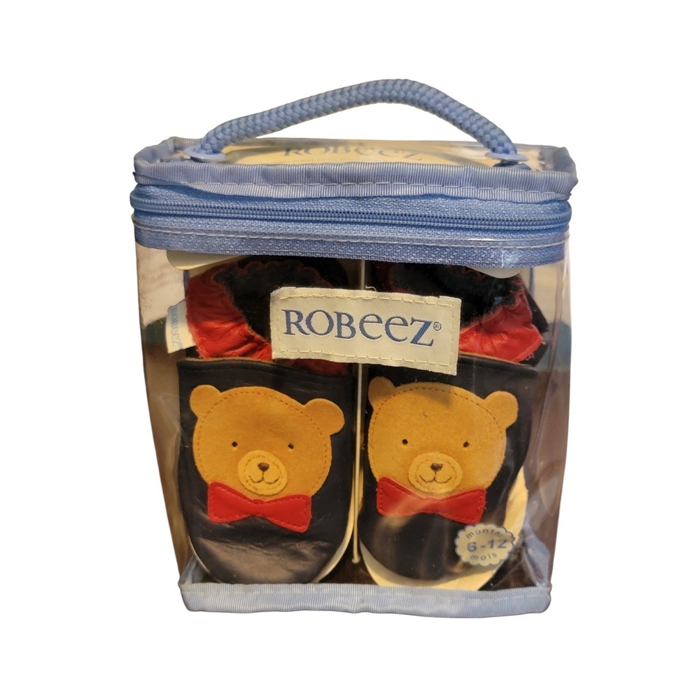 Robeez Baby Boy Classic Moccasin Bear Crib Shoes NWT 6-12M